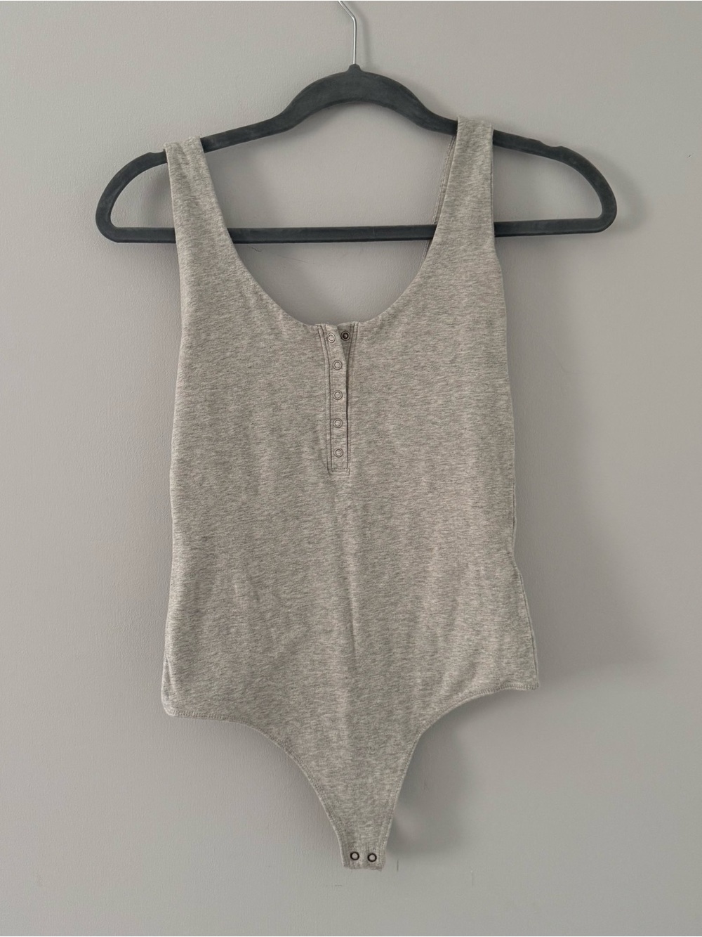 Abercrombie & Fitch Light Gray Snap-Front Bodysuit Tank Top
